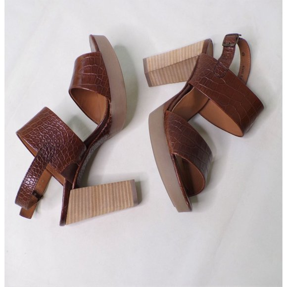 🆕PAUL GREEN Amanda Croc Slingback Platform Sandal Shoes 7 Brown - Picture 12 of 13